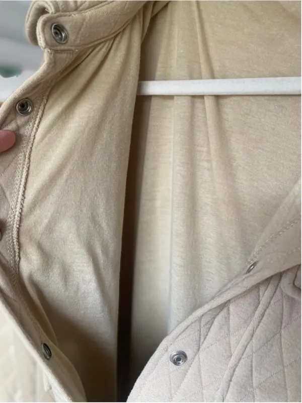 Mountain and Isles Shacket Beige Quilted Snap Oversized Jacket Cozy Neutral Boho - Image 4