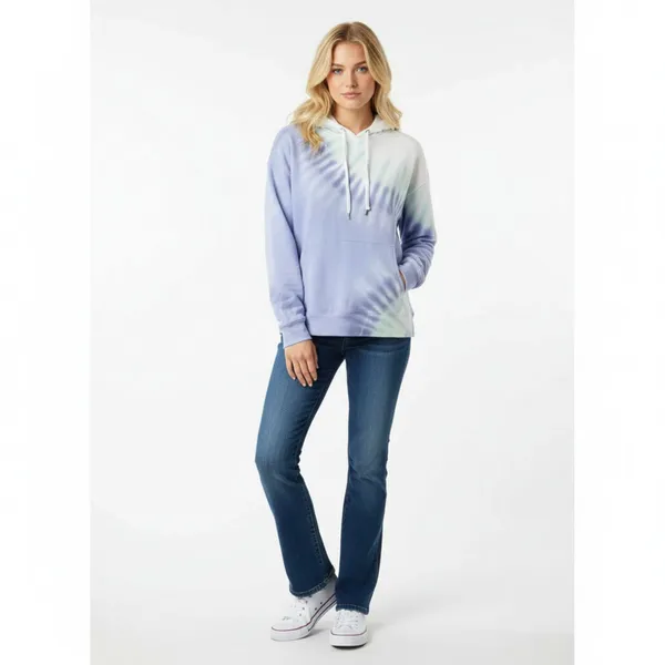 Wildfox Blue & White Tie Dye Cropped Lounge Hoodie Sweatshirt Top M - Image 5