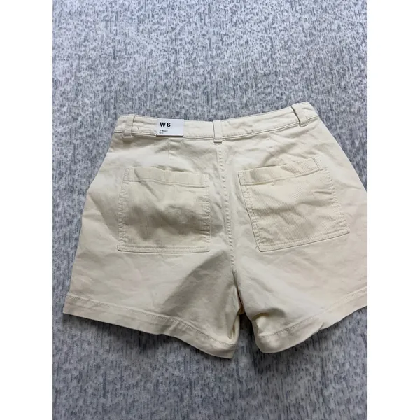 Alpine Design Womens Mixed Fabric Corduroy Shorts Off White High Rise ADW24806 6 - Image 4