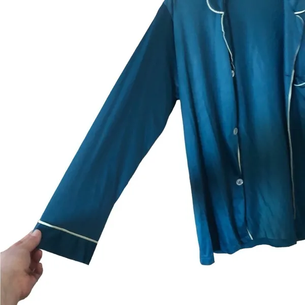 Vintage Mid Century Towncraft Jcpenney Aqua soft sleek classic pajama shirt - Image 6