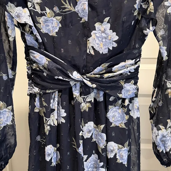 Betsy & Adam Floral Maxi Dress Navy‎ Blue Size 2 NWT Wedding Guest - Image 10