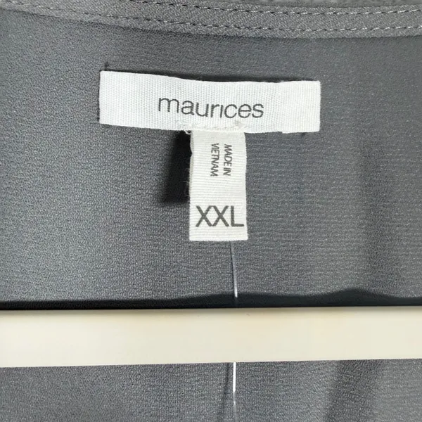 Maurices Size-XXL Women Top Gray Studded V-Neck Long Sleeve Blouse - Image 3