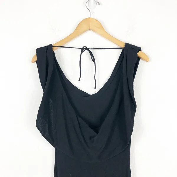 Zara Cowl Neck Black Knit Maxi Dress Small Low Back Resort Wear Minimalist - Image 12