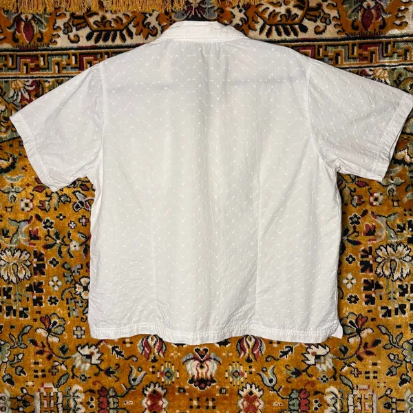 90s VTG Allyson Whitmore Raised Swiss Dot Embroidered White Shirt XL 100% Cotton - Image 7