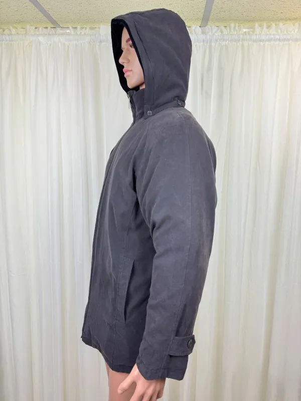 Women's London Fog Down Feather Fill Hooded Coat Jacket Sz MD Reg Charcoal Gray - Image 3