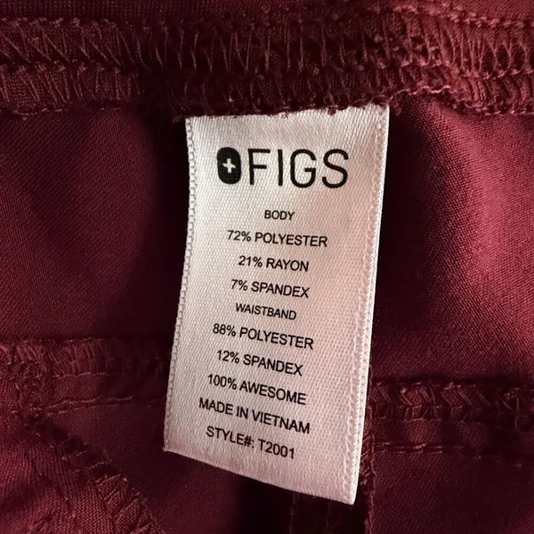 Figs Women's Technical Collection Scrub Pants Red Burgundy Size Medium - Image 4