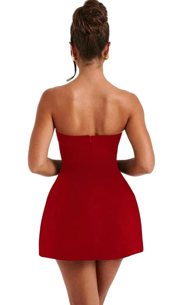 Strapless Mini Dress Red - Image 5