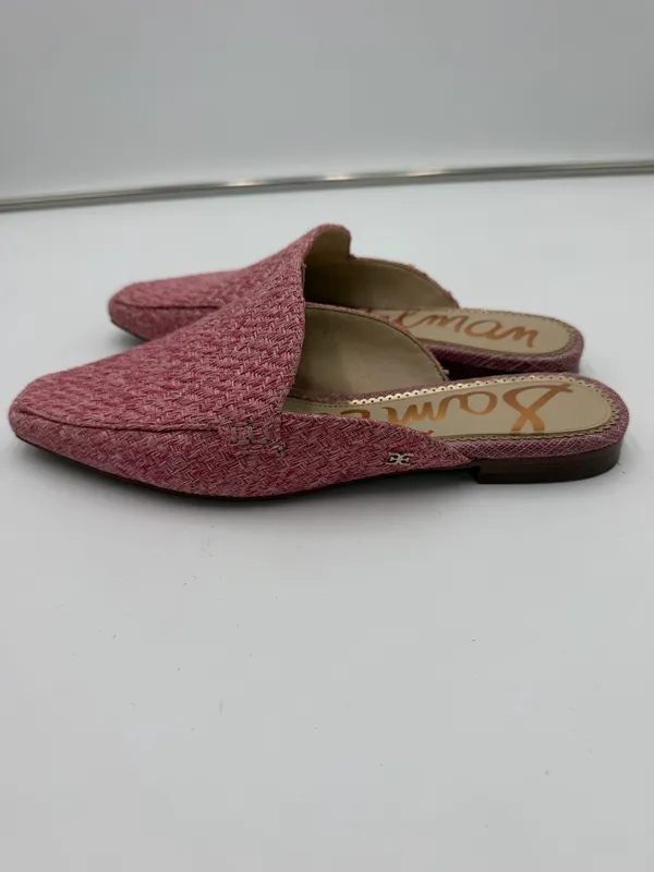 Sam Edelman Women’s Size 8 Pink Woven Pointed Toe Mule Flats Slip On Shoes - Image 2