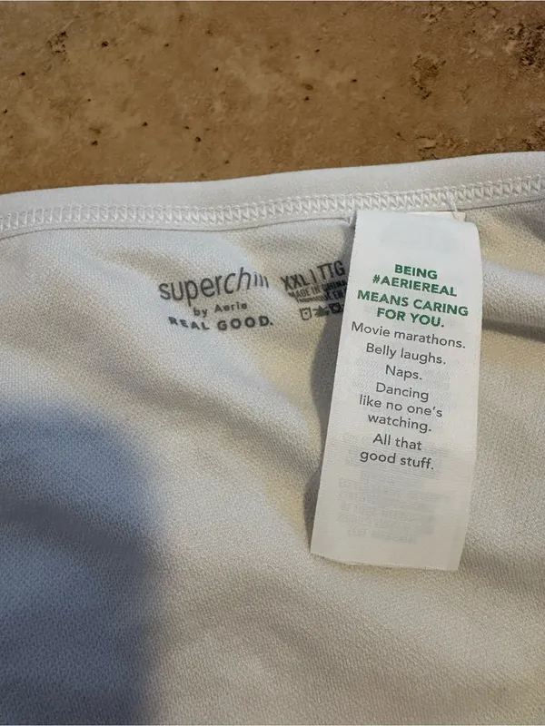 aerie White Lace-Trim Ribbed Cami Tank - Image 2
