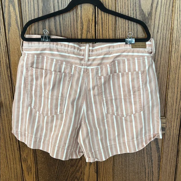 American Eagle Pink‎ Striped Denim Mom Short shorts cotton comfortable jeans 18 - Image 6