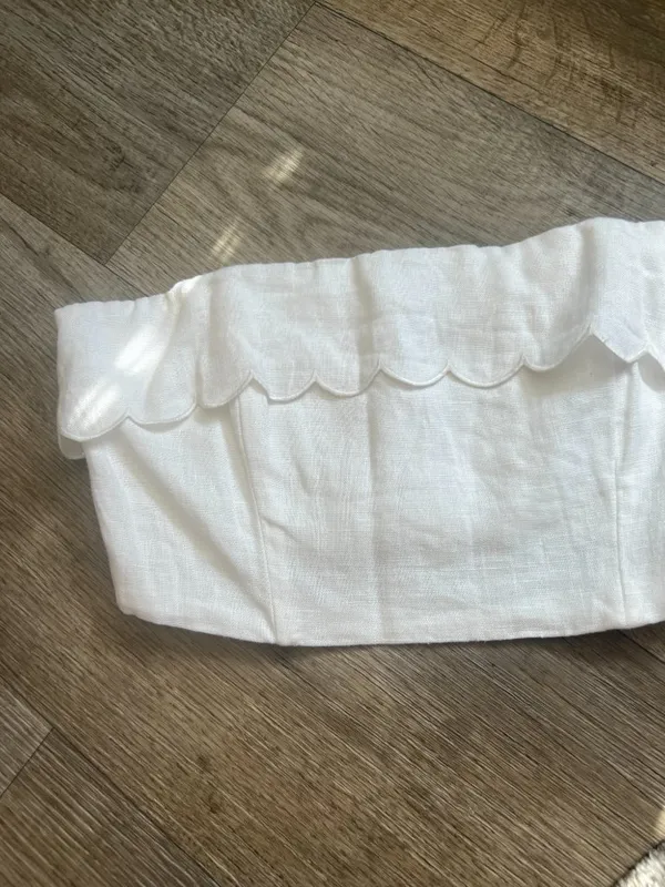 Reformation Lizzi Crop Linen Top White - Size 2 - Image 5