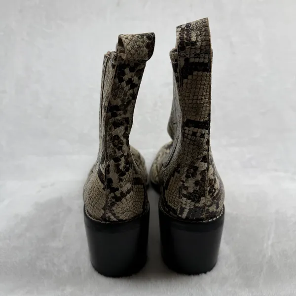 Nordstrom Snakeskin Print Ankle Boots‎ Square Toe Block Heel Chelsea Booties 7.5 - Image 5