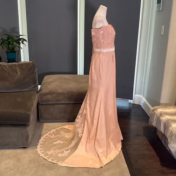 Women’s Full Length Off the Shoulder Party Formal Dress Small Train Size 10 NWT - Image 7