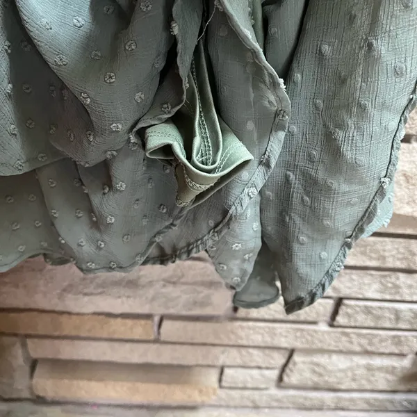 Altar’d State Haisley Layered Crossover Romper Sage Green Swiss Dot XL - Image 10