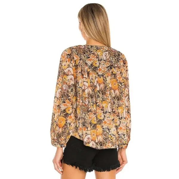 Free People Boho Floral Cool Meadow Printed Top in Midnight Combo Medium NEW - Image 2