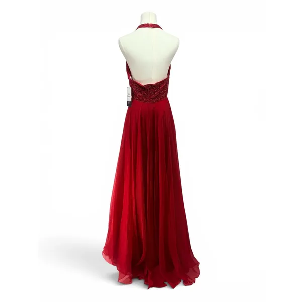 Sherri‎ Hill 51640 Red Sequin Halter Chiffon Gown Size 8 NWT Retail $480 - Image 6