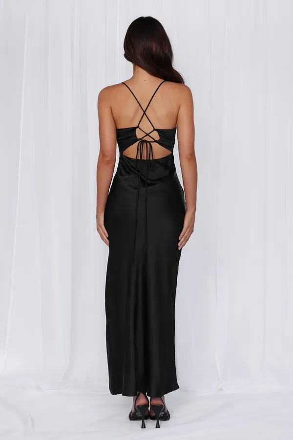 Hello Molly Maxi Dress Satin Black - Image 5