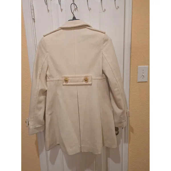 Womens ~Via~ Ivory Wool Peacoat Lined Long Sleeve Jacket Size M - Image 12