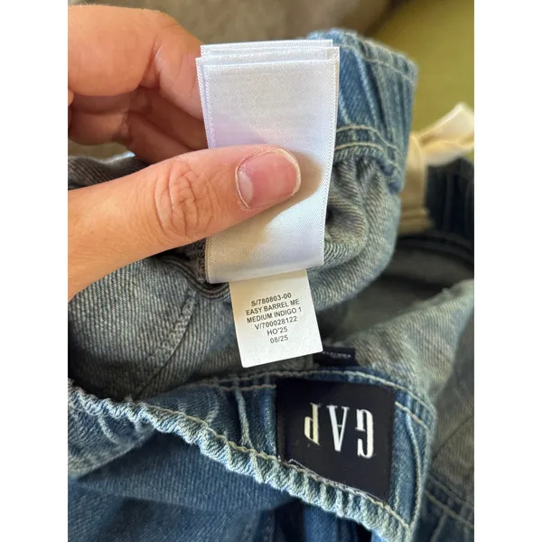 GAP High Rise Easy Barrel Jeans in Medium Indigo Size XL - Image 7