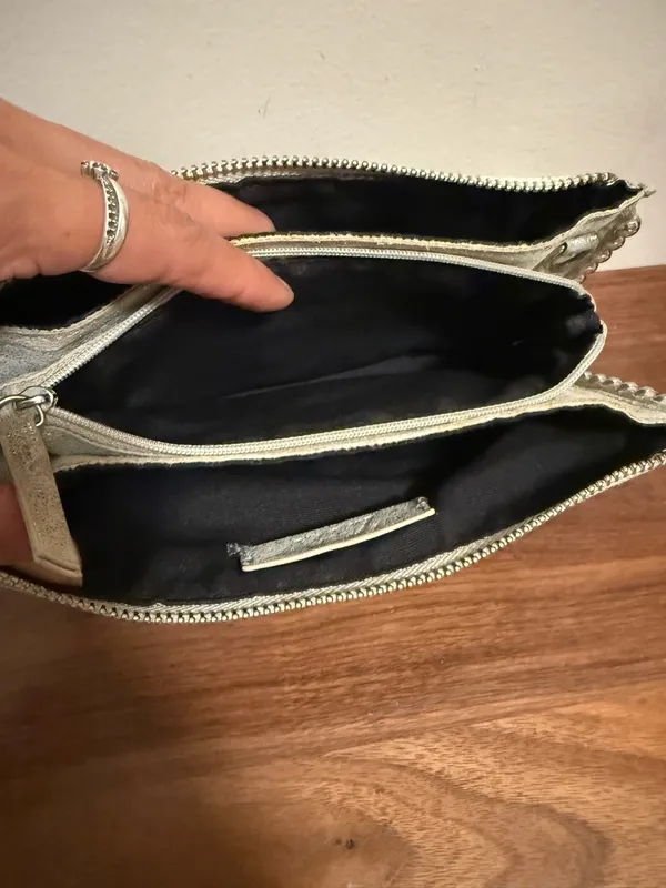 Zara Silver Beaded Clutch - Image 4