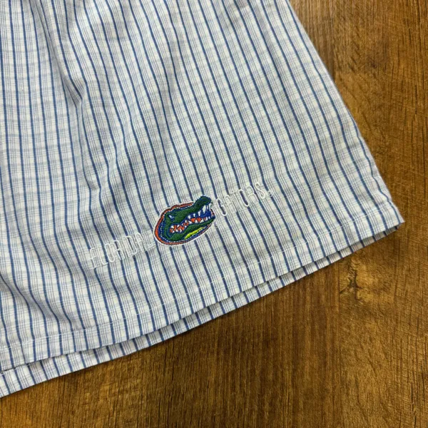 Vtg Y2K Florida Gators Boxer Shorts Sz S/M Blue White Stripe Plaid - Image 3