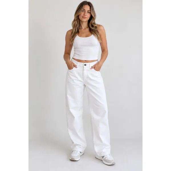 NEW BDG Urban Outfitters Ivory Logan Boyfriend Mid Rise Loose Cinched Jeans - Image 3