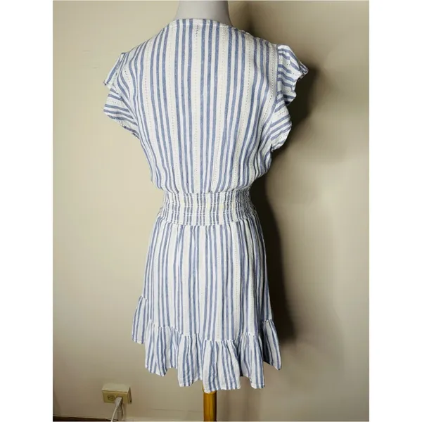 Rails Blue and White Striped Tara Catalina Ruffle Hem Mini Dress - Image 6