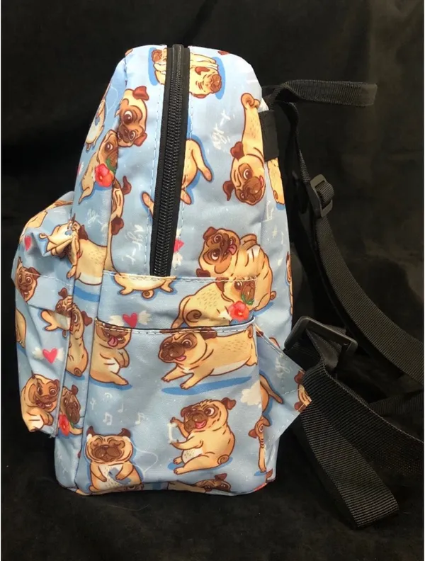 Pug Backpack Purse and Makeup Bag Blue - Image 3