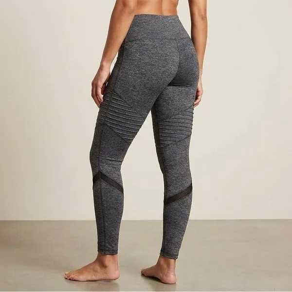 Old‎ Navy Go-Dry Active Leggings Gray Moto Pintuck Athletic Pants Yoga Medium - Image 2