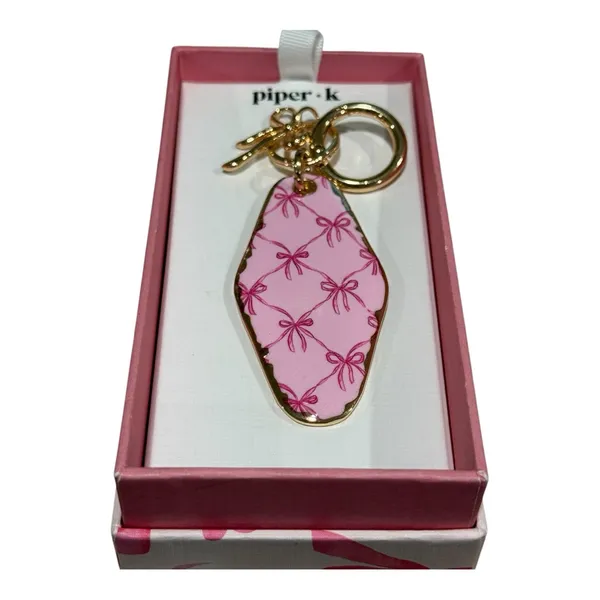 piper·k Pink Bow Motel Key Keychain & Bag Charm | NIB - Image 2