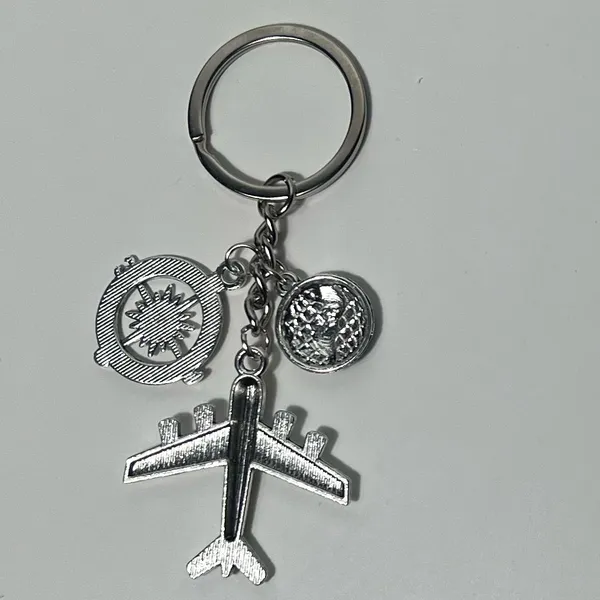 Airplane Aviation World Globe Travel Compass Charm Keyring Keychain - Image 5