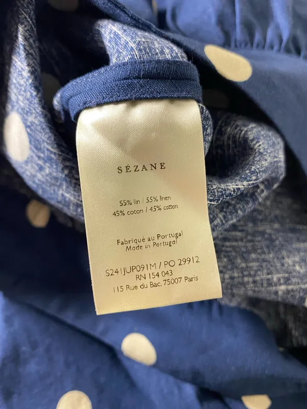 Sézane Sophie skirt size 38 Navy with Ecru Dots - Image 6