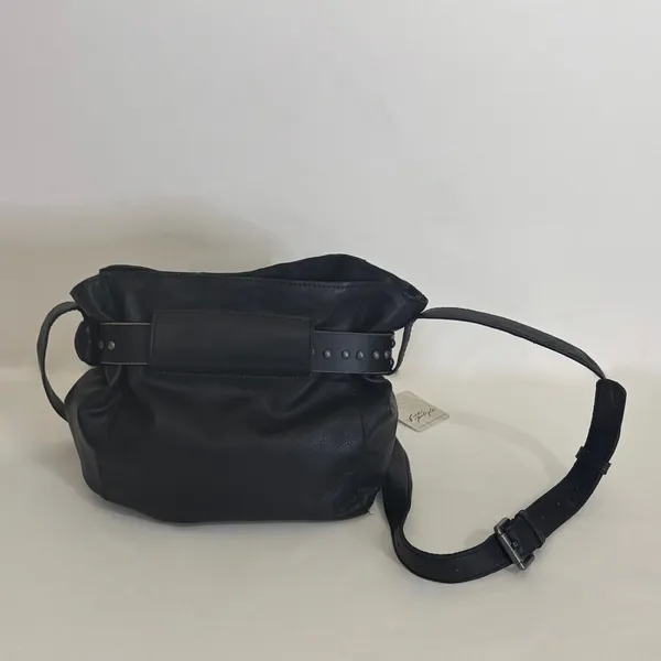 NWT!! FREE PEOPLE Black Leather Embellished Belt Bucket Bag Studded Studs Solid - Image 5
