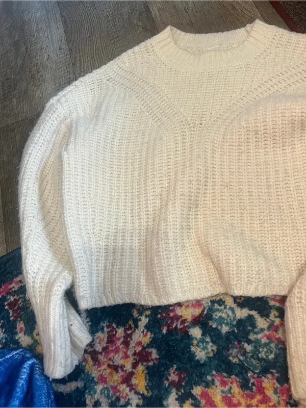 Abercrombie Cream Chunky Knit Crewneck Sweater - Image 5