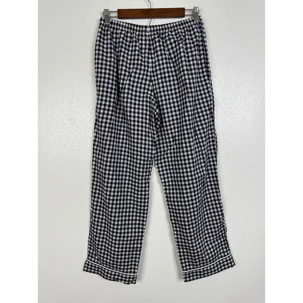 The Cat's Pajamas Womens Navy Blue Gingham Cotton Pajama Sleep Pants Small - Image 2