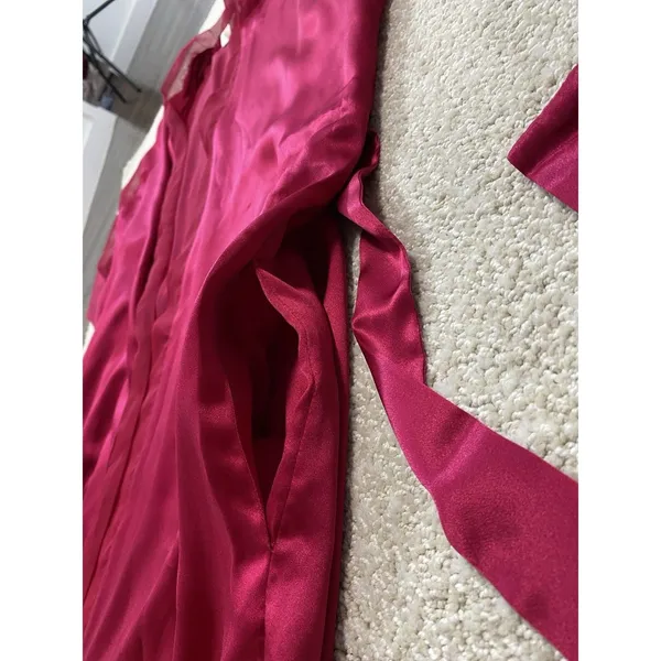Victoria's Secret Pink Satin Sheer Sleeve Tie Waist Kimono Robe One Size - Image 11