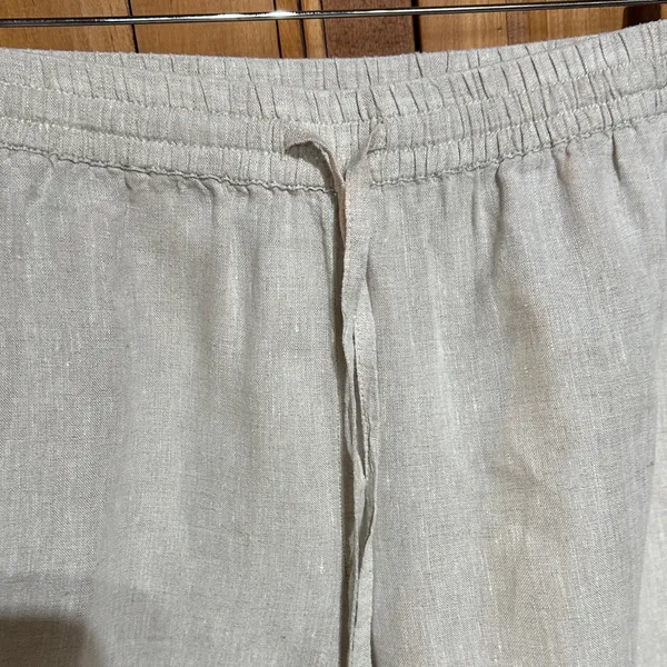 Women's Wide Leg 100% Linen Pants - Cream - Image 4