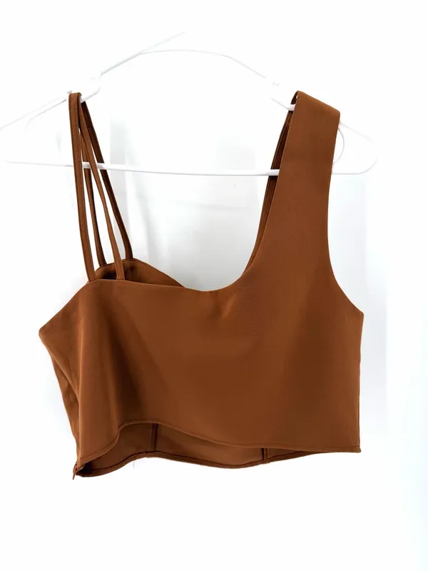 Anthropologie Extro&Vert NWT brown classic night out cropped tank top - Image 3