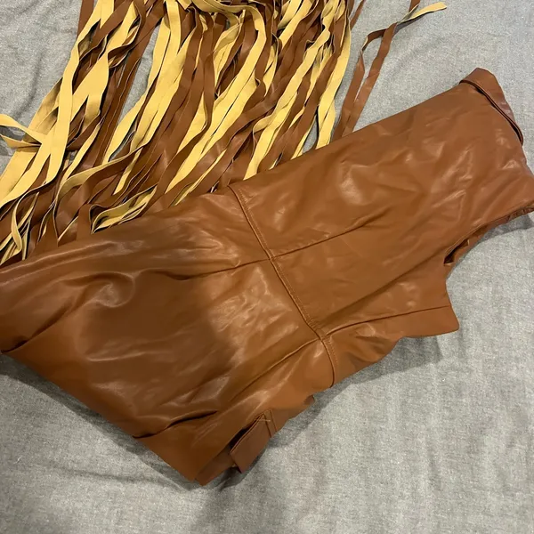 Tan Fringe leather trench Vest - Image 5