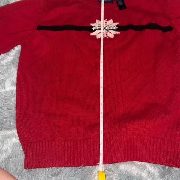 Liz Claiborne red and white snowflake 100% cotton Christmas sweater size‎ large - Image 5