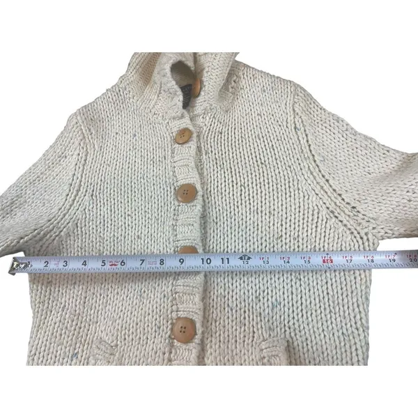 Abercrombie & Fitch Lambswool Chunky Knit Cardigan Sweater Cream VTG Y2K READ - Image 10