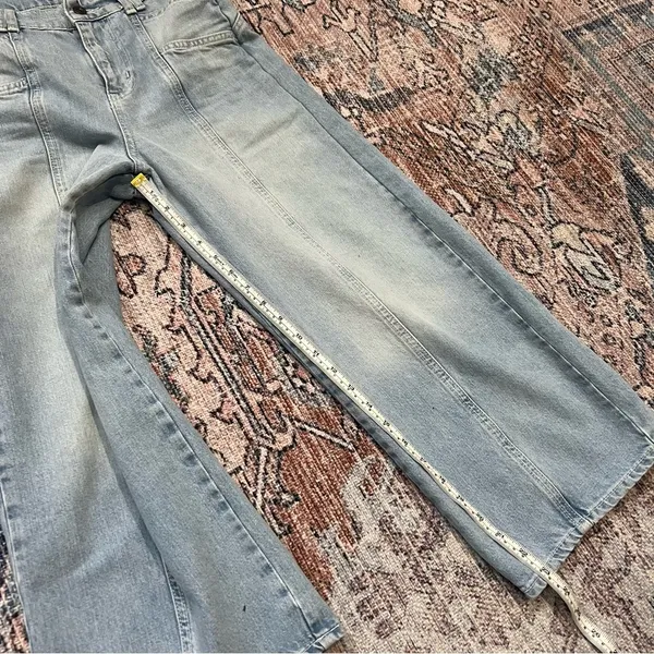 Free People We the Free Let Sunshine In Wide leg Cropped Jeans Sz 26 Light Wash - Image 7