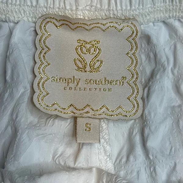 Simply Southern White Seersucker Pajama Set Short Sleeve Black Trim‎ Small NWT - Image 16