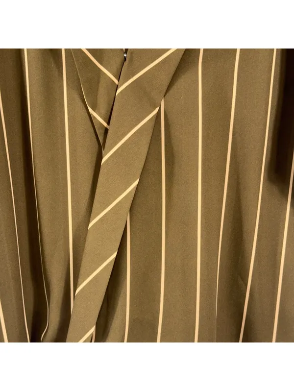 Worthington Striped Surplice Blouse Olive Tan Size L - Image 3