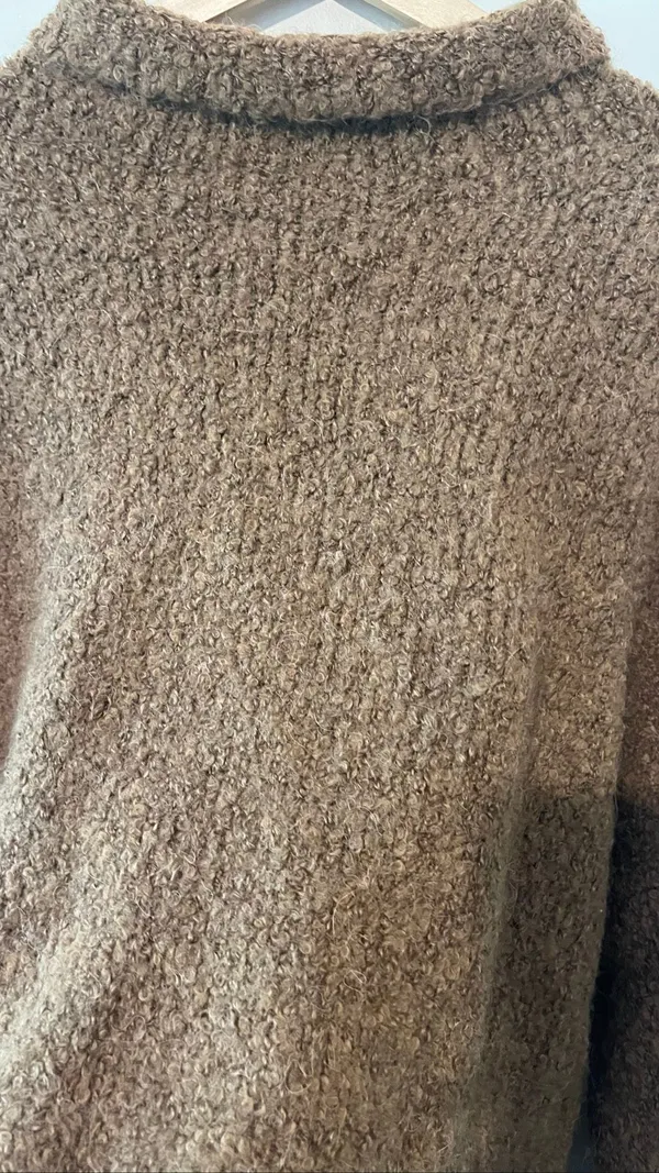NWT J.Crew Brown Fuzzy Boucle Mock Neck Sweater Size Medium Wool Alpaca - Image 7