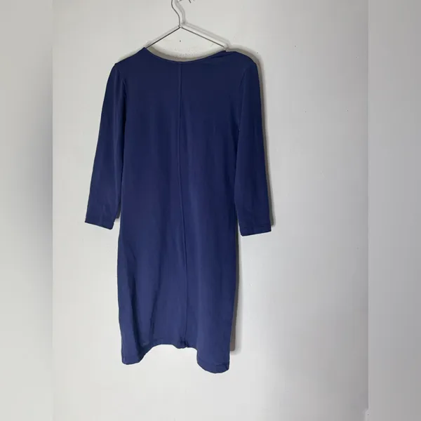 Lilly Pulitzer Navy Blue Embroidered White/gold 3/4 Sleeve Shift Dress Size‎ S - Image 2