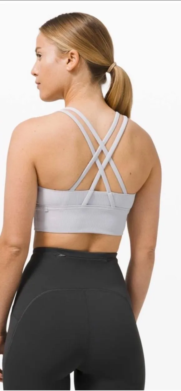 Lululemon Energy Bra Long Line Ribbed White - Image 2
