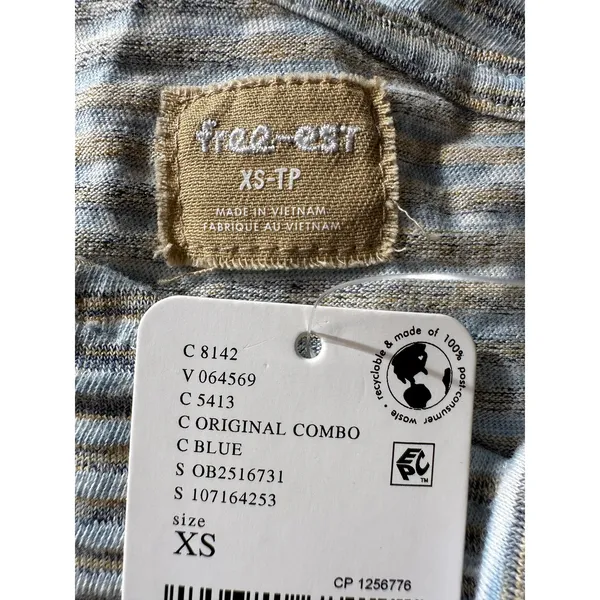 Free People Retro 90s Beachy Fallon One-Piece Romper Blue Grey Stripes XS NWT - Image 5