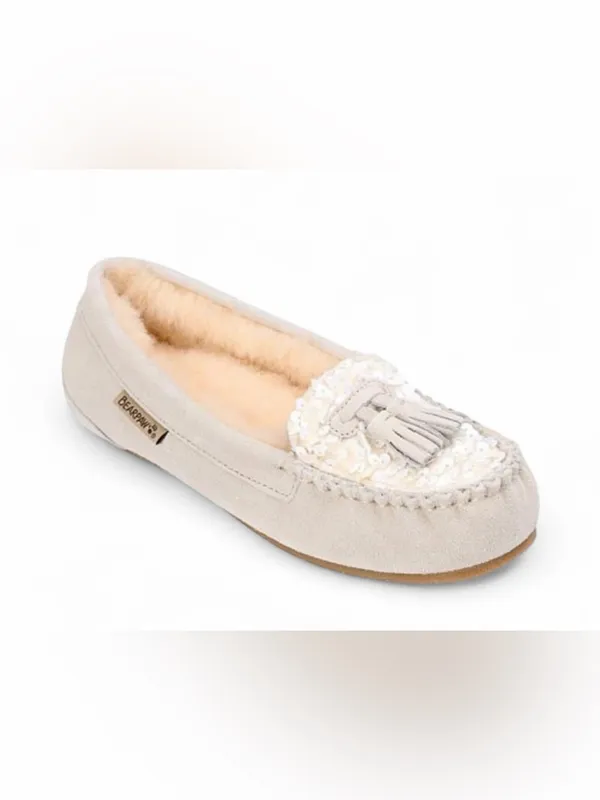 BearPaw Women’s Cream Tassel Moccasin Slipper Size 9 - Image 12