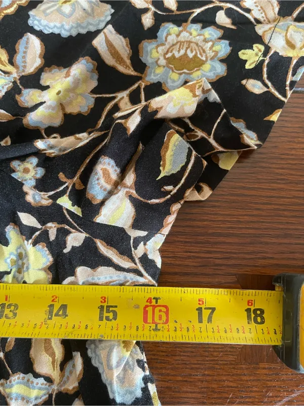 Old Navy Black Floral Mini Dress with Cream & Yellow Accents - Image 6